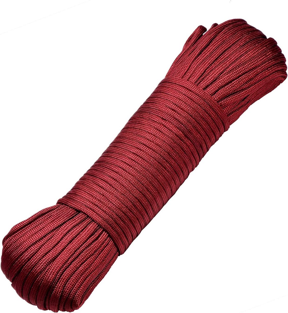 30 meter lang textieltape nylon koord paracordtouw survivaltape voor knutselen en voor outdoor campingactiviteiten 4 mm - 7 draden bordeauxrood glanzend