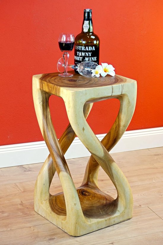 Houten bijzettafel BUENG - Suar massief hout nachtkastje of bloemenkruk van massief hout van houten — afbeelding 3