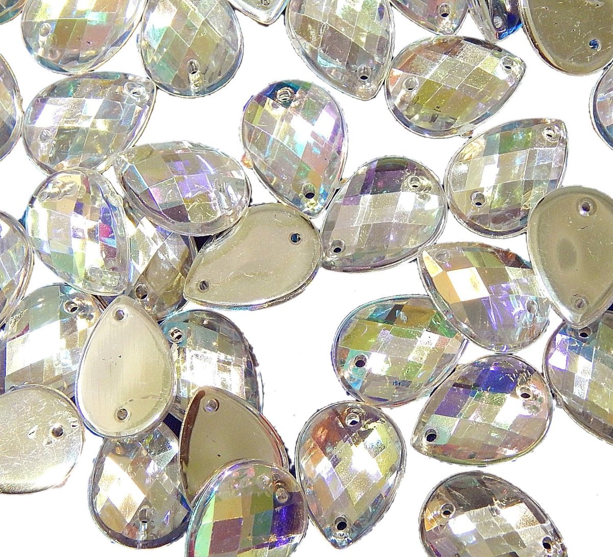 Strassteentjes om op te naaien, 250 stuks, glitterstenen, 14 x 10 mm, druppelset, kristal, opnaaistenen, acrylstenen, flatback, voor knutselen, kleding, tas, decoratie, textiel, bruiloftsjurk