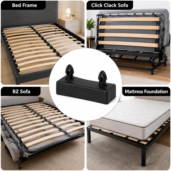 10 stuks lattenhouders voor zijrails, lattenhouders van polyethyleen, bevestigingen voor latten van 52-55 mm breed en 7-10 mm dik, voor bedframe — afbeelding 4