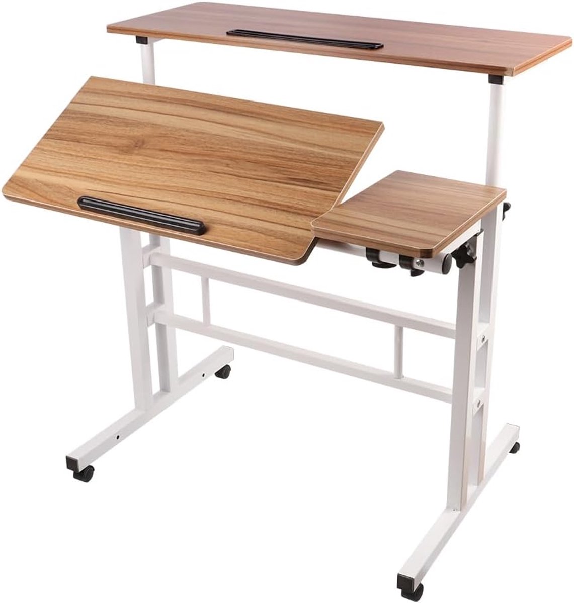 Homewell Verstelbaar computerbureau met kantelbaar blad, zittend staand bureau met schermstandaard, pc gamingtafel, voor studie, spelen, werken, slaapkamer, waterdicht (80 x 60 x 67-115 cm)