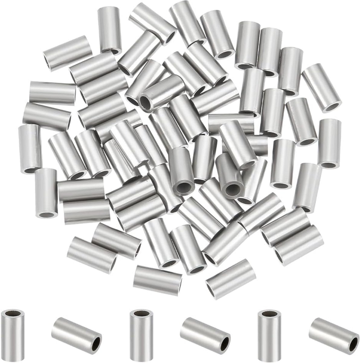 60 stuks 304 roestvrijstalen buiskralen - metalen rechte lange gladde losse afstandhouder voor armband doe-het-zelf ambachtelijke sieraden maken, 6 mm