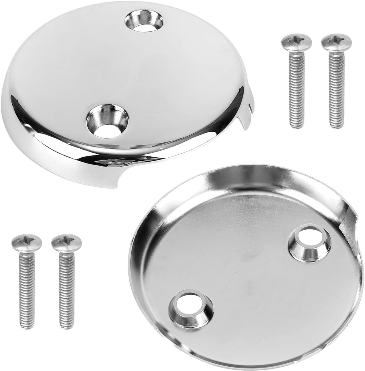 2 Stuks Universele Tweegats Badoverloopafdekking, 3-1/8 Inch Badoverloopplaat met Montageschroeven Voor Standaard Baden