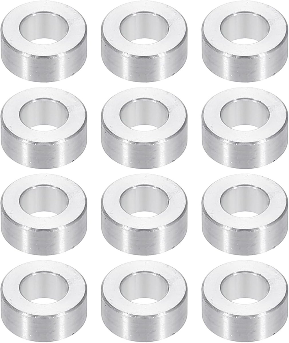 M6 Aluminium Spacers, 12 Stks Metalen Spacers Aluminium 6.2mm ID x 12mm OD x 5mm L Aluminium Spacer Schroef Standoff Ronde voor 1/4 of M6 Schroefbouten