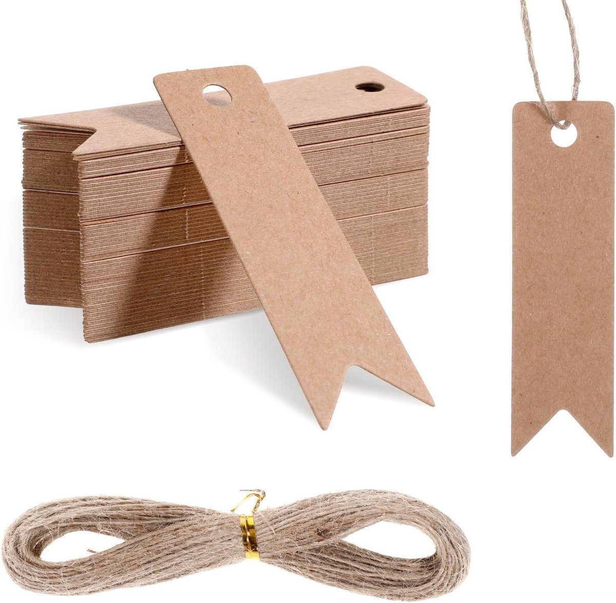 Cadeaulabels 200 stuks - kleine blanco mini-prijsetiketten 7 x 2 cm - bruine en witte labels - SnelShoppen