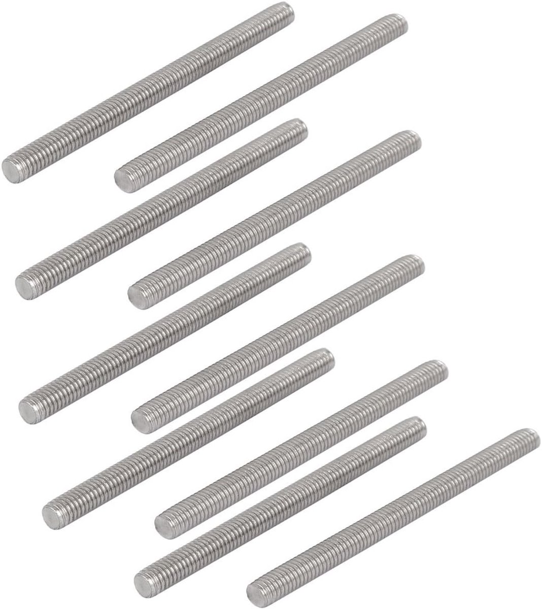 M6 x 80mm 304 Roestvrij Staal Volledig Schroefdraad Staaf Bar Studs Zilver Tone 10 Stks
