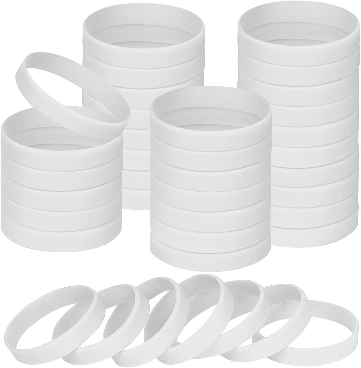 polsbandjes blanco rubberen armbanden, 60 stuks sport partij siliconen elastische polsband bulk armband banden voor evenementen school leraar benodigdheden