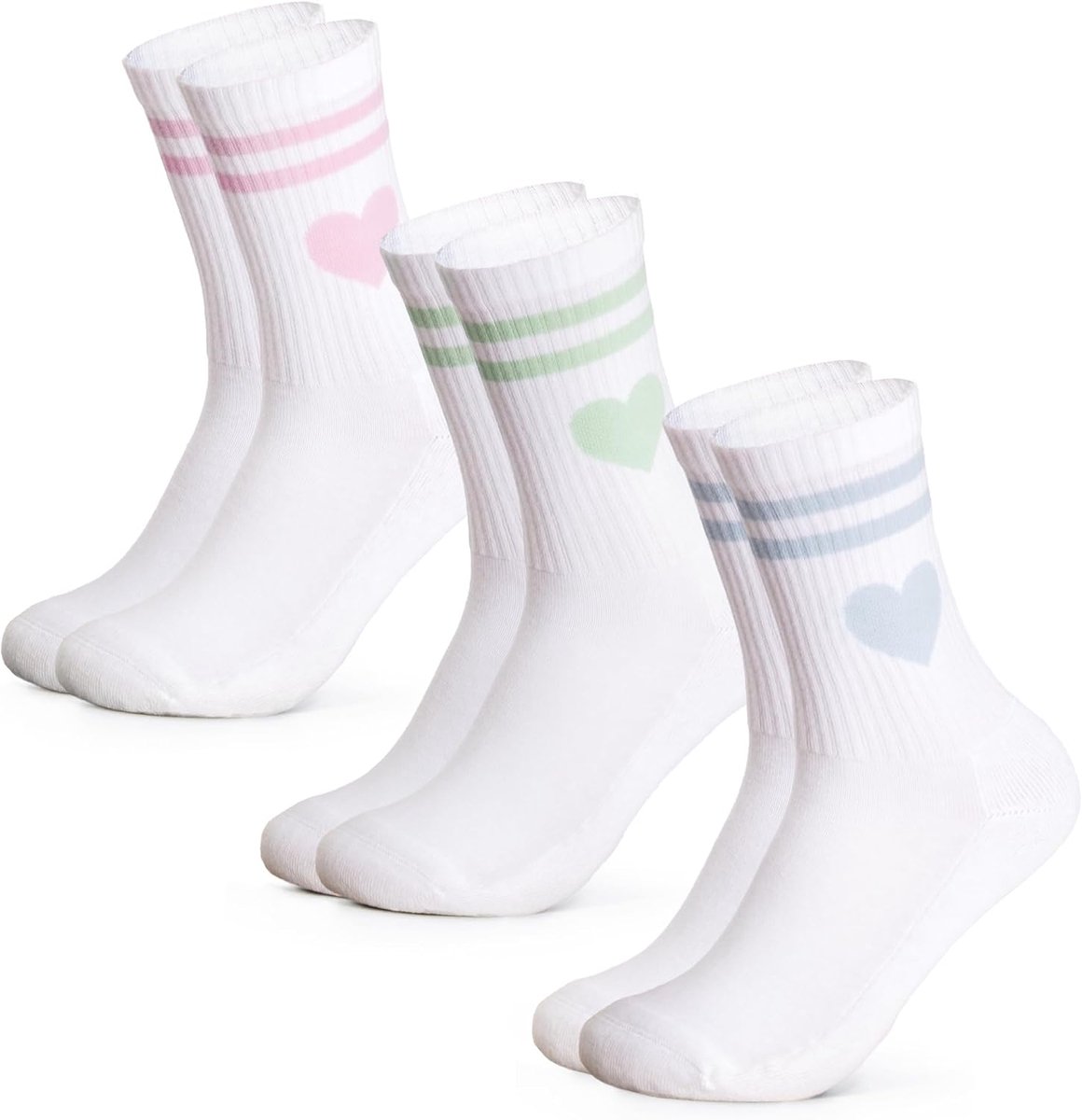 Tennisokken dames 3-pack - model Venus - hartjes design - perfect voor sport en vrije tijd - SnelShoppen