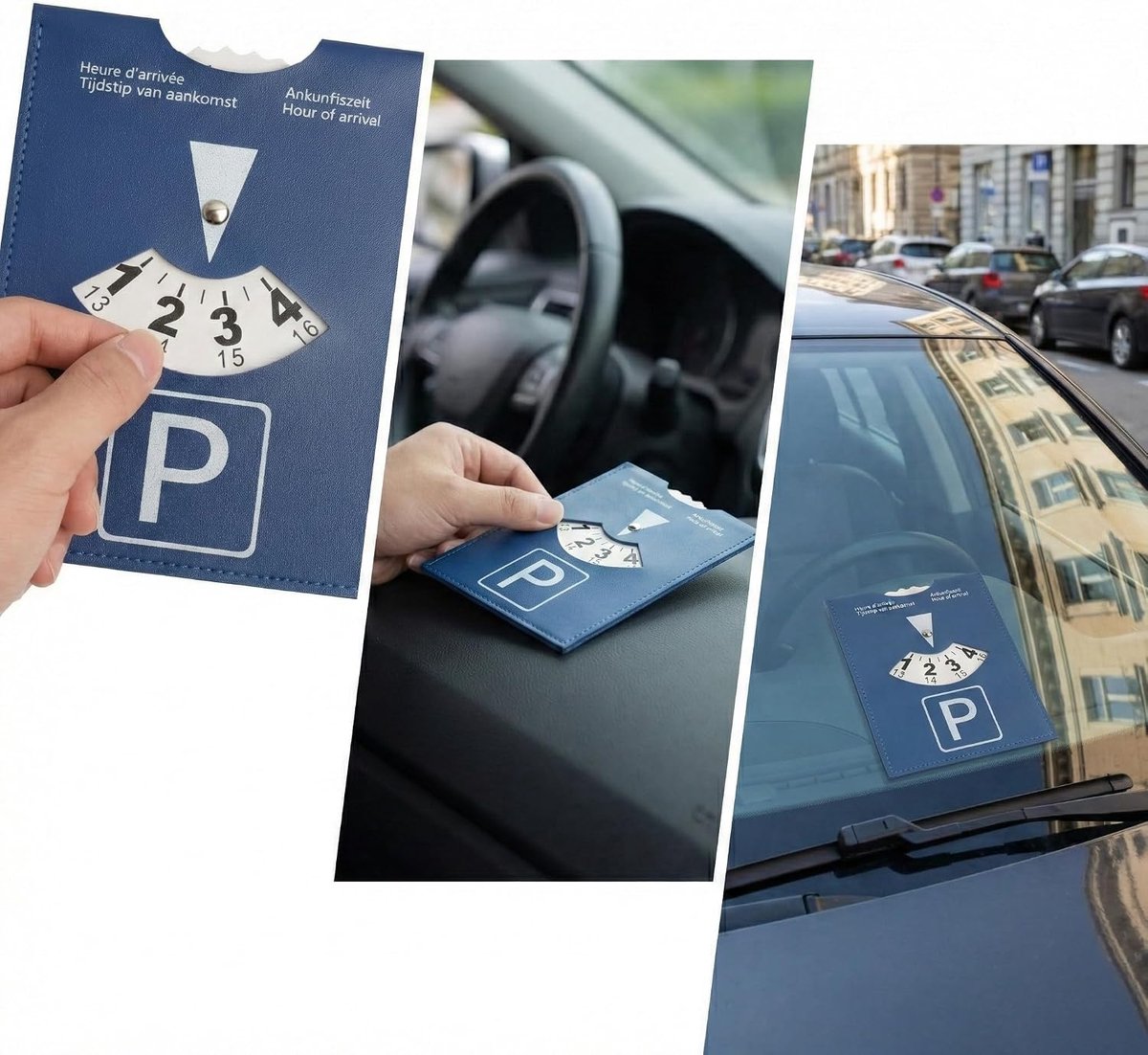 Parkeerdisc luxe maxi - 10 x 13 cm - soft faux leer - dashboardaccessoire voor motorhome - SnelShoppen