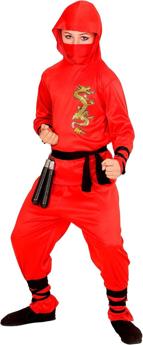 Kinderkostuum Rood Draak Ninja - Warrior Samurai verkleedkleding - Perfect voor carnaval - SnelShoppen