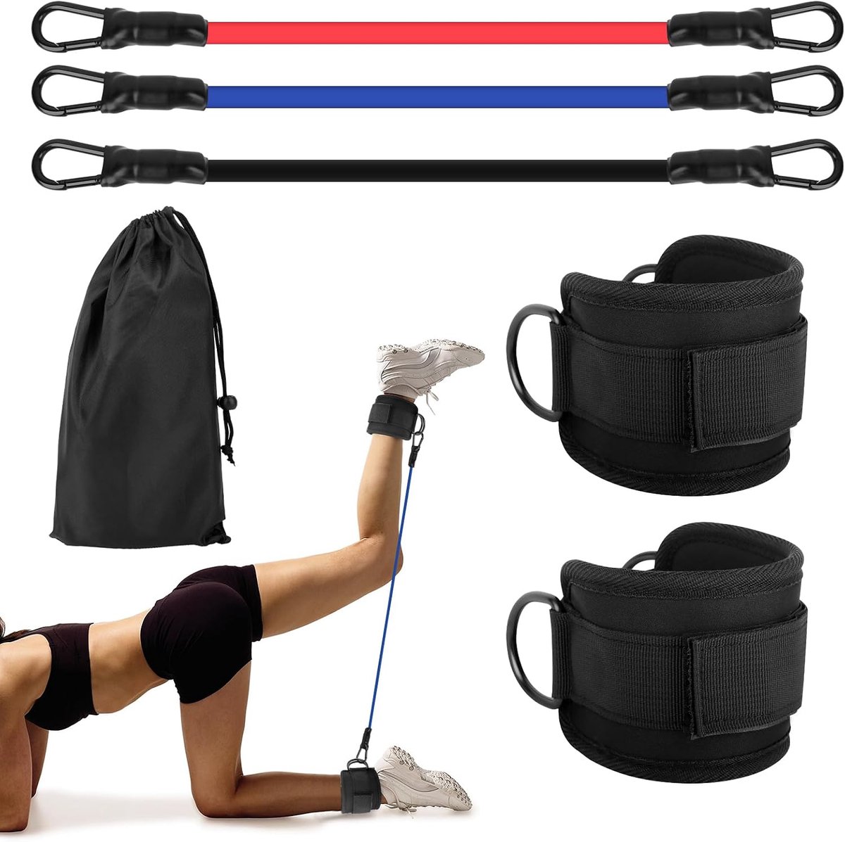 Enkelband krachttraining - verstelbaar - met dubbele D-ring - ideaal voor sportschooltraining - ShopVlot