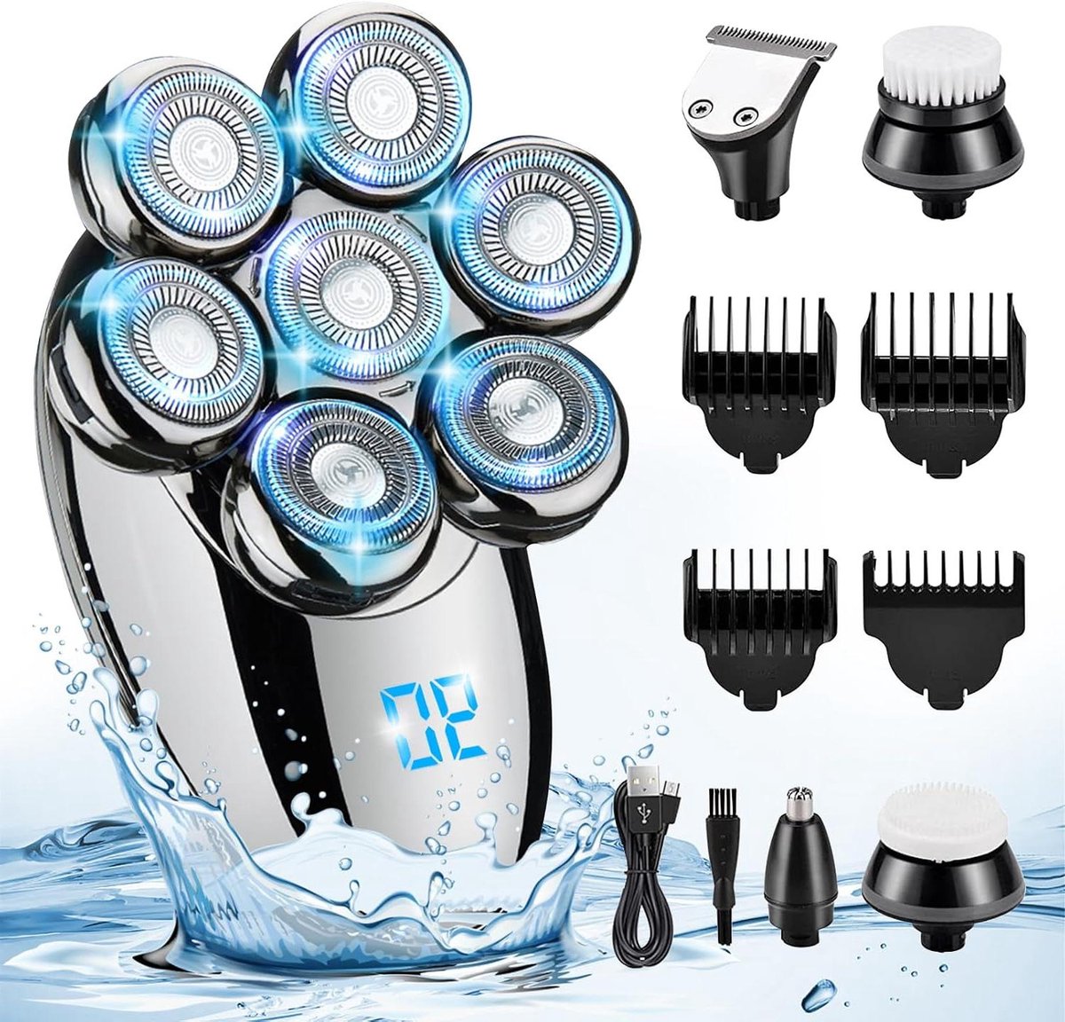 Scheerapparaat Mannen - Elektrisch Scheerapparaat - Gezichtsverzorging - 6-in-1 Grooming Kit - IPX7 Waterdicht - Zwart