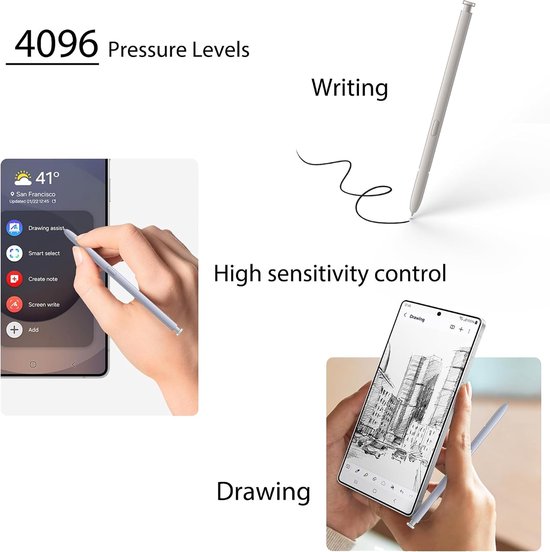 Ultra S Pen Vervanging voor Samsung Galaxy S25 Ultra S Pen, S25 Ultra Stylus voor Samsung Galaxy S25 Ultra 5G, Amerikaanse versie, EJ-PS938BBEGUJ,3 penpunten + 1 clip (lichtzilver) — afbeelding 2