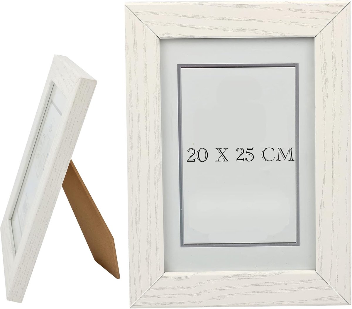 Elegante fotolijst, 20 x 25 cm, wit, van hout met glasplaat, perfect om je herinneringen te benadrukken en een vleugje stijl toe te voegen aan je woondecoratie