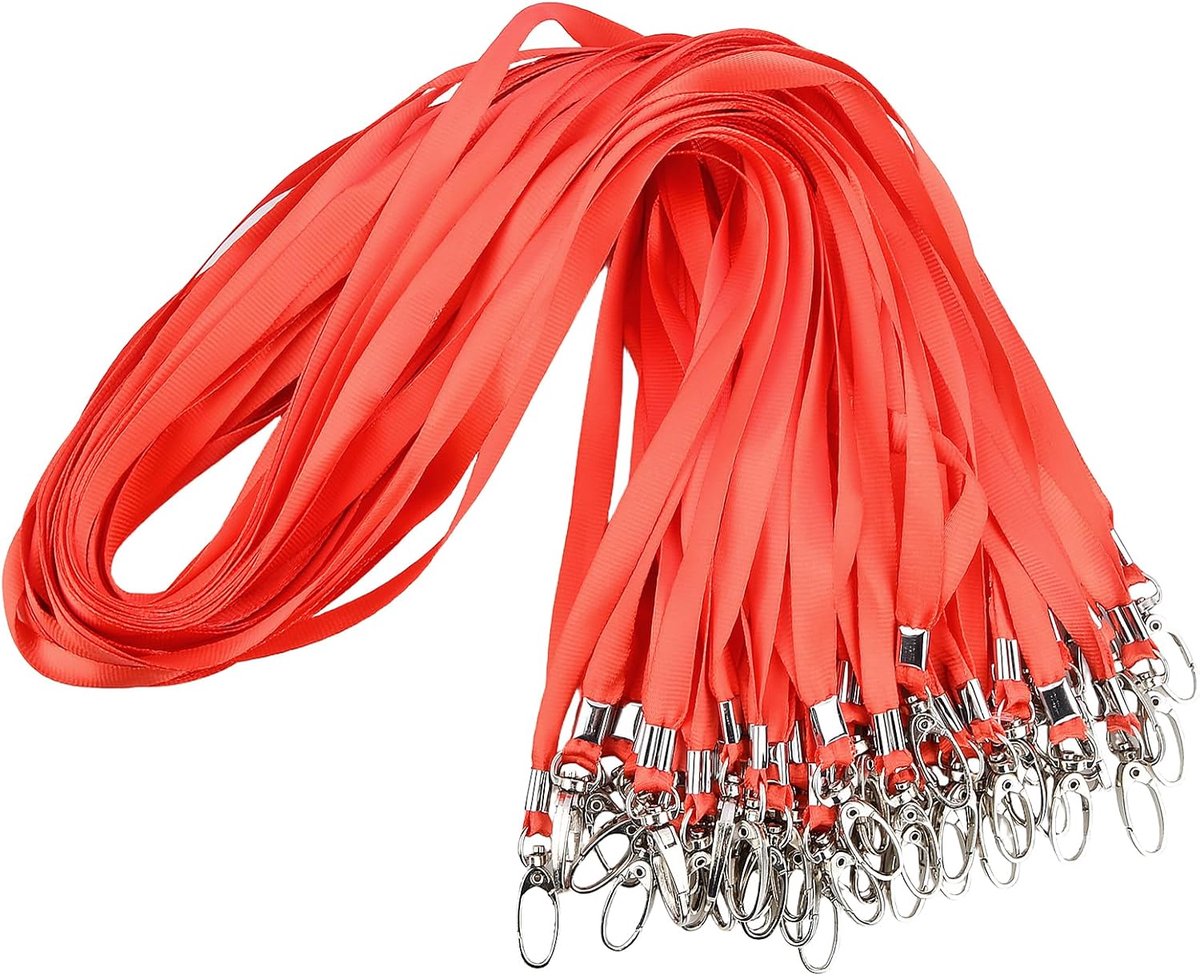 50 stuks omhangbanden, kaarthouder met metalen clip, omhangkoord voor kantoor, lanyards voor ID-kaarten, sleutels, bezoekers, studenten, medewerkers