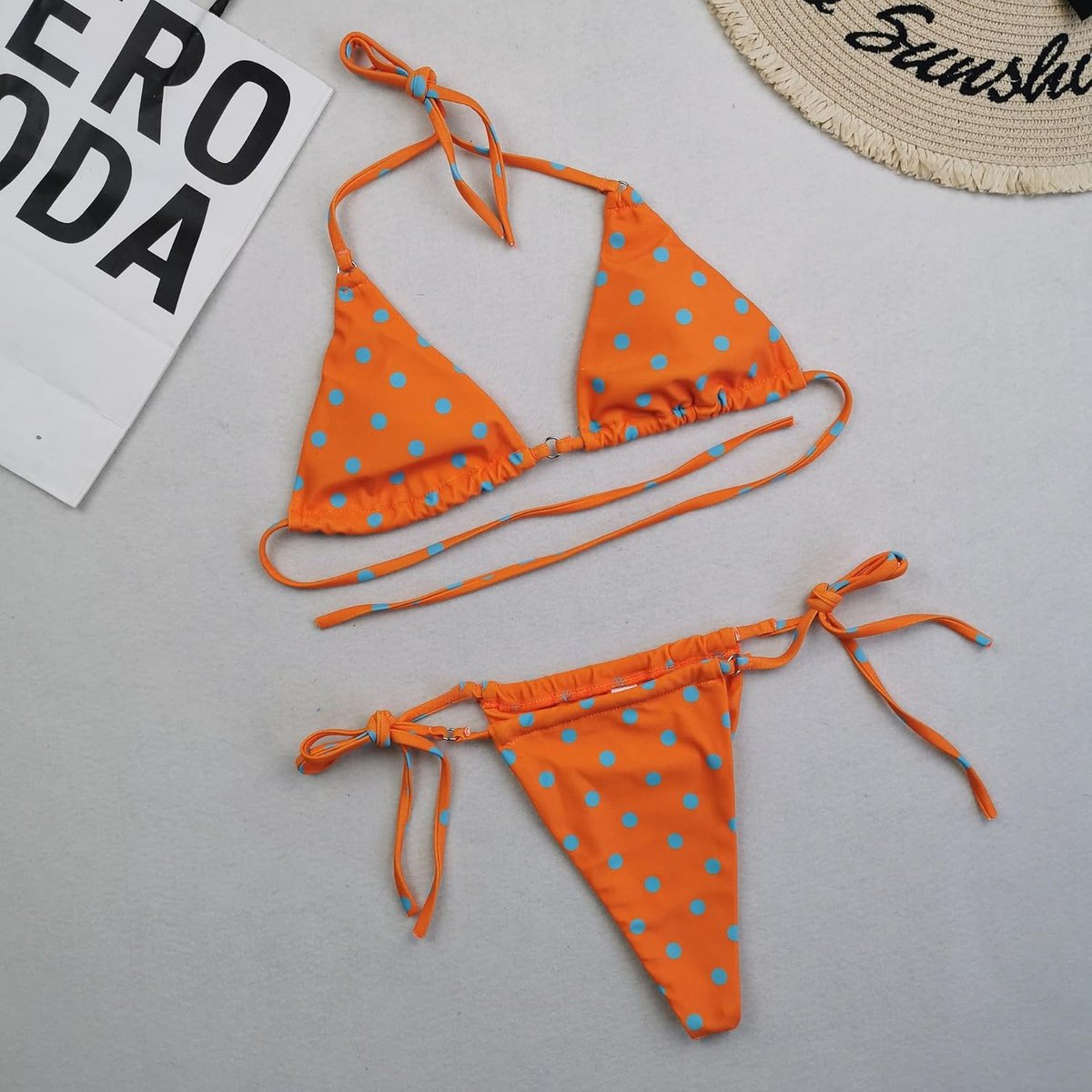 Dames halster string bikini set sexy tanga brutale tweedelige badpakken effen badkleding