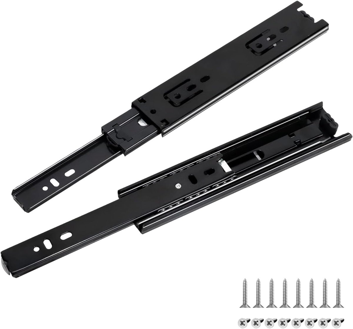 2 stuks schuifladenrails 200mm, schuifladen uittrekrails 20cm, 3-voudige telescopische uittrekbare lade, schuifladen scharnieren volledig uittrekbaar 400mm, draagvermogen van 45 KG
