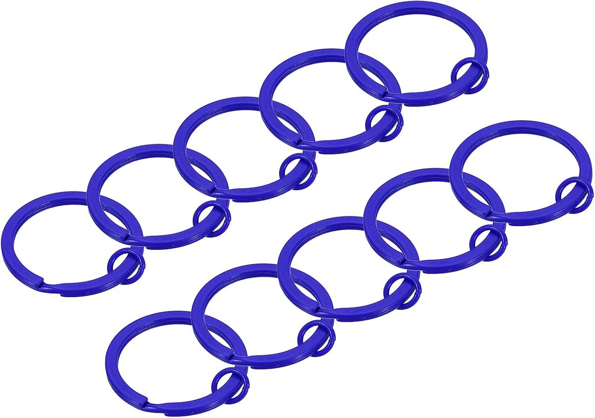 10 stuks gedeelde sleutelringen, ronde platte sleutelhanger met open sleutelring voor het organiseren van sleutels, kunsthandwerk, decoratie, donkerblauw
