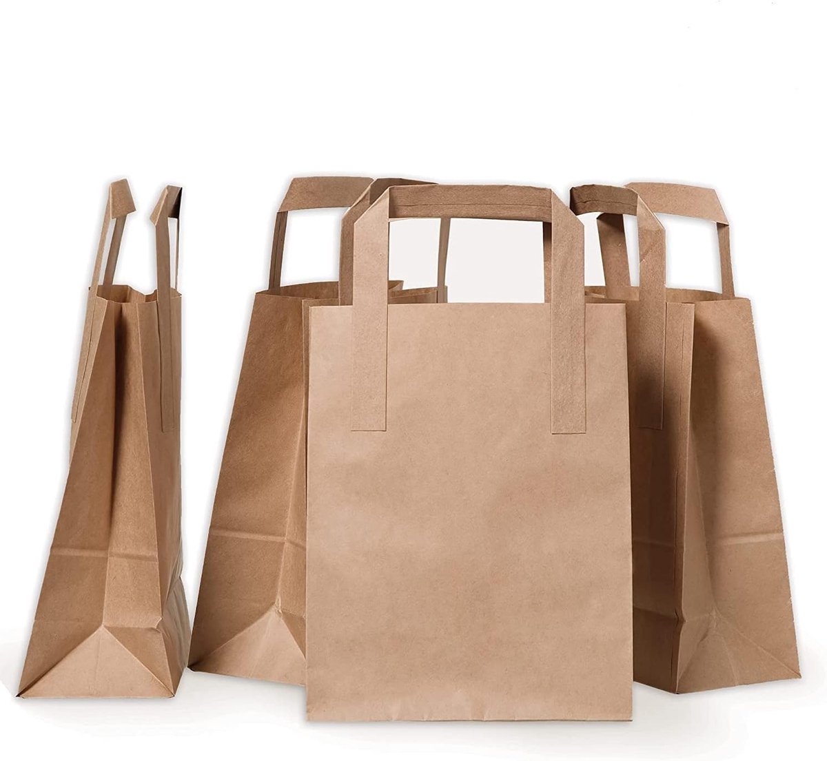 Papieren draagtas 18x8x22cm - kraftpapier met platte oren - stevig en herbruikbaar - ideaal voor winkelen - SnelShoppen
