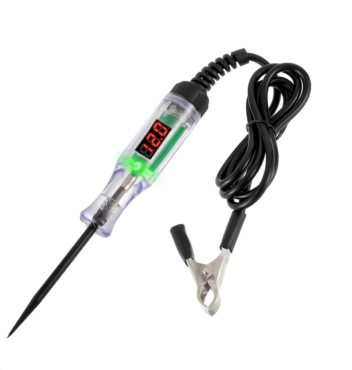 3-48 V, digitale led-spanningszoeker, met controlelampje en krokodillenklem, voor circuits, zekeringen, schakelaars en leidingen