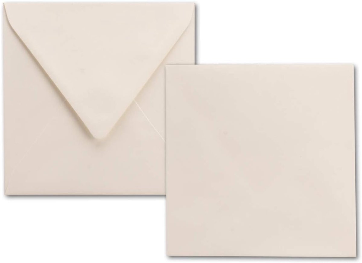Witte vierkante enveloppen 100 g/m² – 150 x 150 mm natlijm – kwaliteitsmerk Gustav – hoge korting Neuser/ 50 enveloppen natuurlijk wit