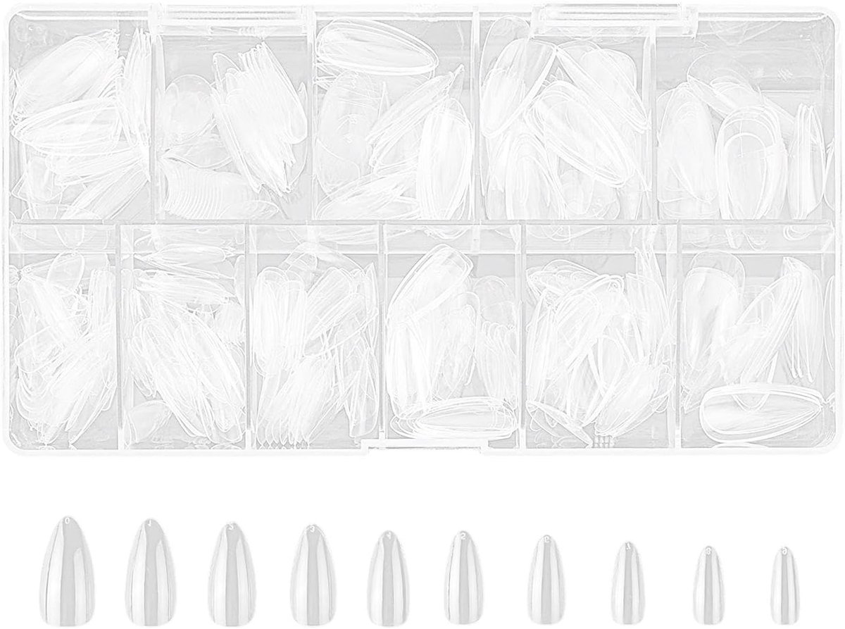 500 Stks Transparante Amandel Nagellak, Ultra-Dunne Naadloze Nagellak, Zachte Rubber All-Inclusive Nagellak, Nagel Diy Accessoires.