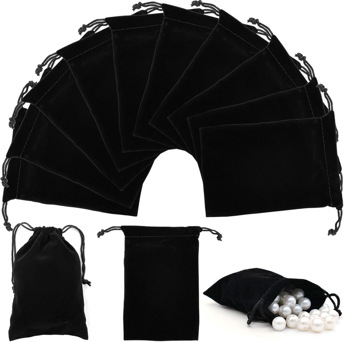 zakjes, draagbaar, klein, met trekkoord, 30 stuks | Fluwelen sieradenzakje met trekkoord voor sieradenzakje, bruiloft, feest, geschenkzakje, kerstverpakking, 14 x 9,5 cm