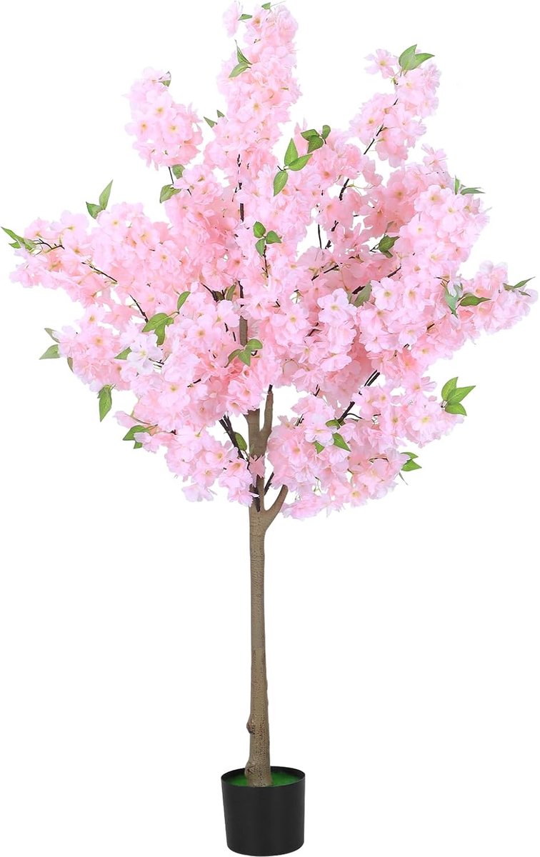 Kunstkersenboom, 150 cm, realistisch, decoratief, met pot, ideaal voor thuis, kantoor, tuin, evenementen en hotels
