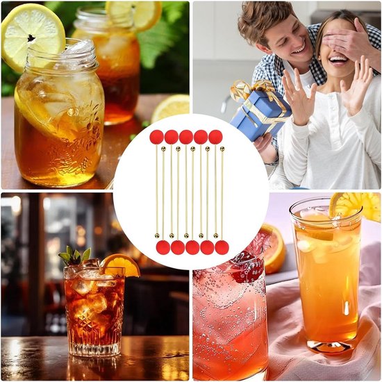 Cocktail Roerstaafjes - Mixer Stokjes - Dranken Mixen - Herbruikbaar RVS - 20 cm - Goud — afbeelding 2