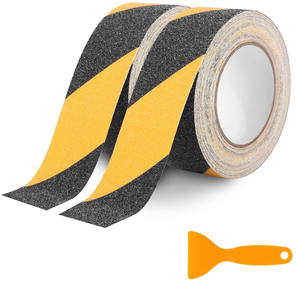 50 mm x 10 m, antislip plakband, geel en zwart, waterdichte antislipstrips, antislip traptreden, griptape, antislip plakband, voor trappen, ladder, badkamer