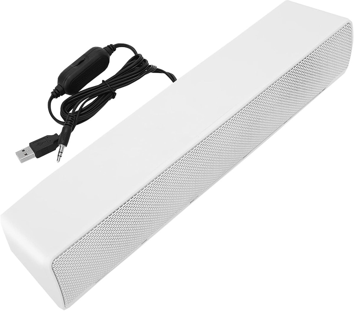 Soundbar PC-luidsprekers, USB Mini Soundbar Draagbare subwoofer Bekabelde LED-muziekdoos met dubbele stuurprogramma's Pure Bass, 3,5 mm audio-uitgang en USB-aansluiting voor desktops, tv, laptops, mobiele telefoons