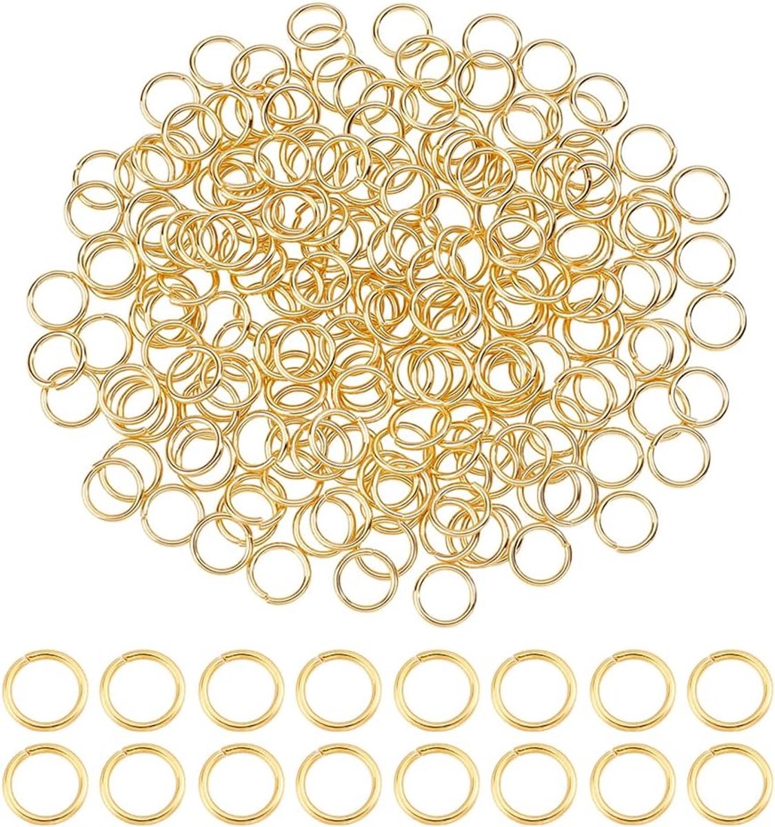 200 stuks 24 K vergulde open buigringen 9 mm 304 roestvrij staal open buigringen gouden metalen splitringen sieradenconnector