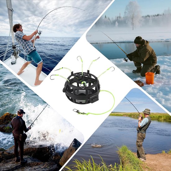 3-Piece Fishing Tackle Set: 360° Feed Basket 6 Multi-Angle Hooks Trout Bait with Swivel – Feeder Accessories for Zander Perch Pike Trout Saltwater And Freshwater Fishing — afbeelding 3