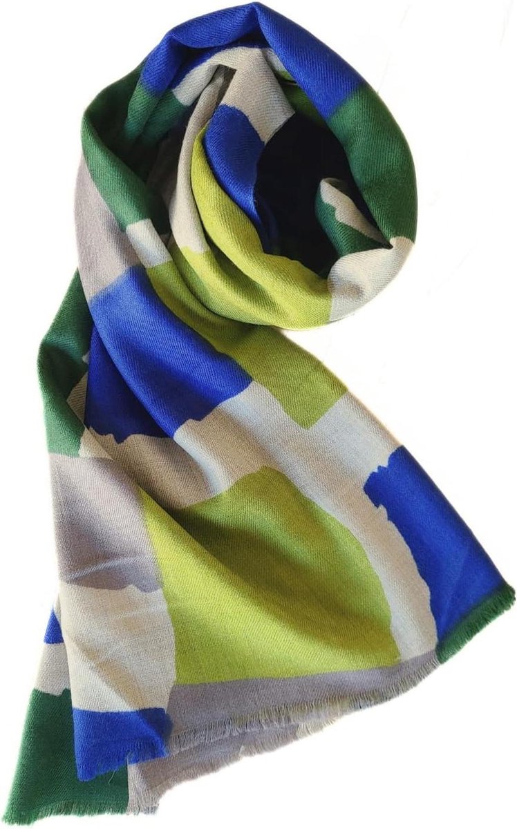 Sjaal - Stola - Mode Accessoire - Handgemaakte Print - 72x182cm - Groen