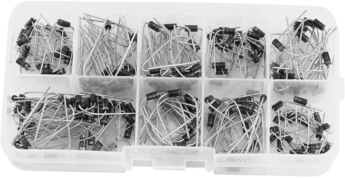 10 soorten doos met 200 diodes 1N4001~1N5819