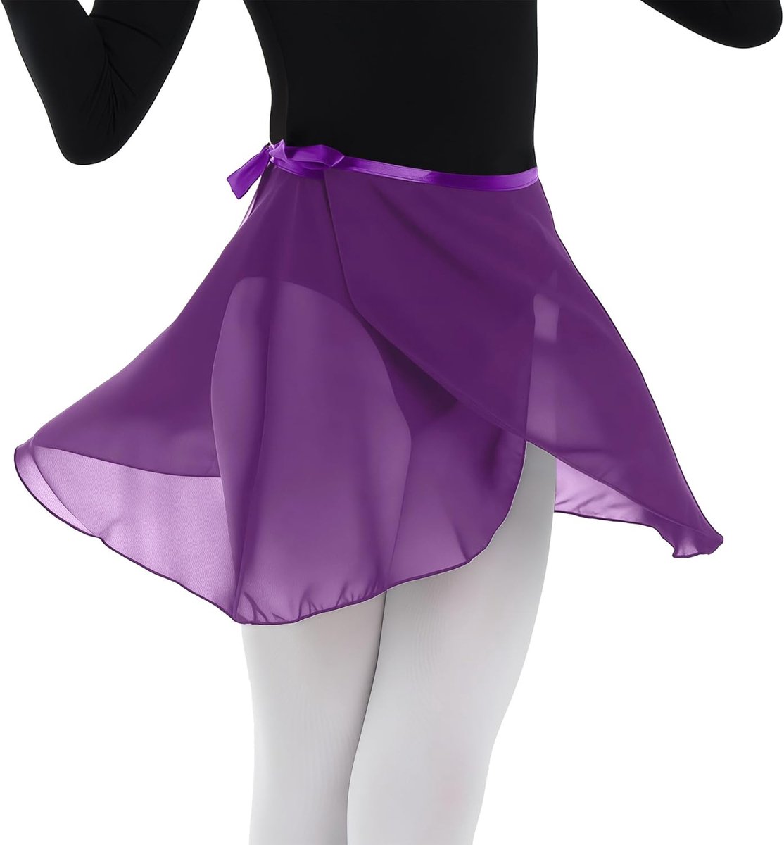 Balletkleding voor dames, balletrok, verstelbare taille, stropdassen, chiffon, wikkelrok, dansrok voor dames en meisjes
