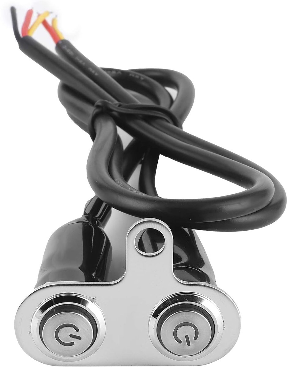 12V Motorfiets Stuur Schakelaar, Roestvrijstalen Motorfiets Stuur Schakelaar LED Aanpassing Beugelbediening Drukknop (2 Knoppen)