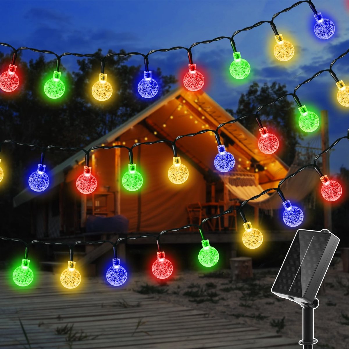 Lichtsnoer op zonne-energie 5 m - 30 leds - IP65 waterdicht - kleurrijk voor tuin en terras - SnelShoppen