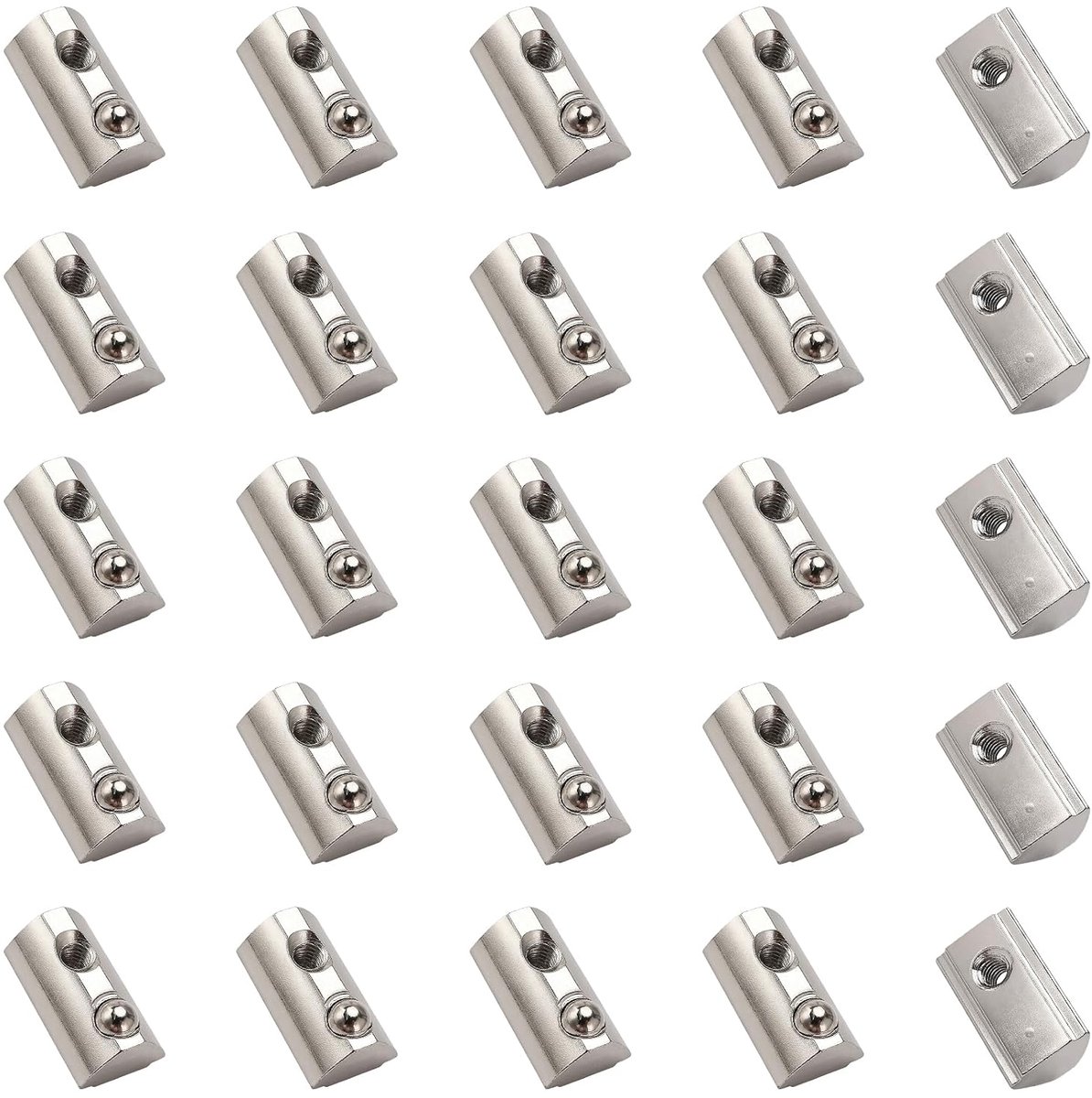 25 Stuks 30 Serie M4 T-Veermoeren, Groefstenen met Kogelmoer, voor Aluminium Extrusieprofielen met Sleuf van 8mm