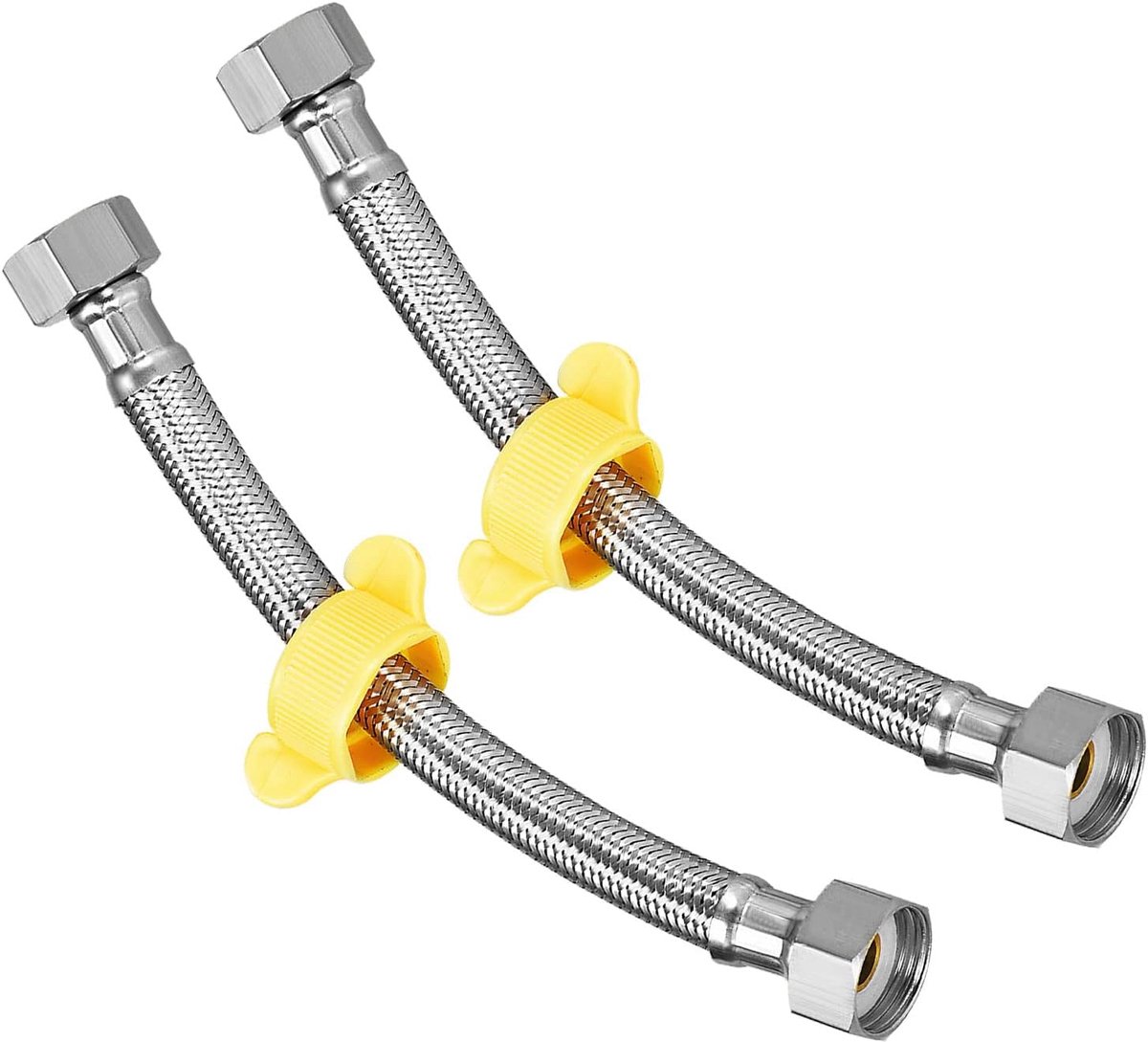 Kraan toevoerleiding connector (200mm/8) 2 stuks, 304 roestvrij staal G1/2 vrouwelijk naar G1/2 vrouwelijke watertoevoerslang connector - voor keuken badkamer