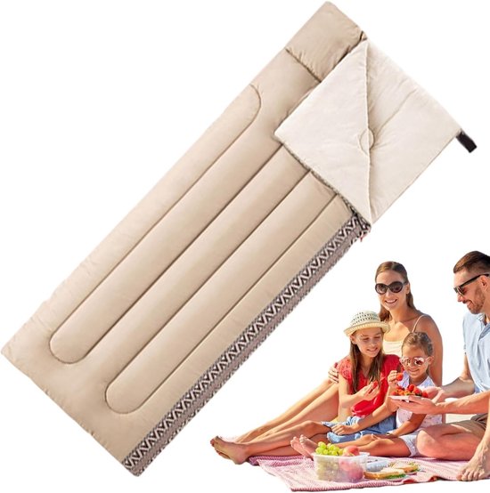 Camping Slaapzak - Slaapzakken Outdoor - Kamperen en Reizen - Dubbellaagse Naden - 190 x 75 cm - Blauw van Camping — afbeelding 5