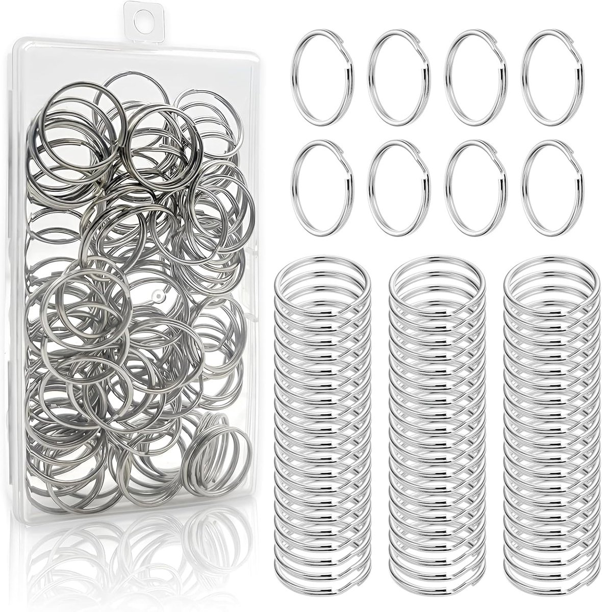 sleutelringen, 100 stuks, ronde sleutelringen, 20 mm, roestvrij staal, sleutelring voor doe-het-zelf sleutelhangers, knutselen, auto, huis, sleutels, accessoires