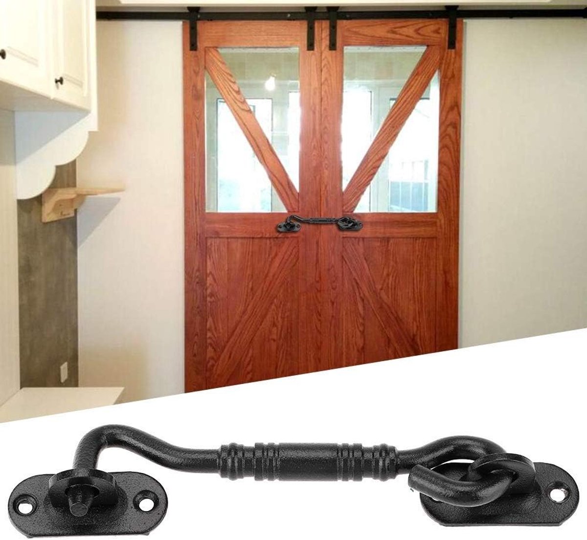 Black Gate Latch 40mm Cabine Haak 201 Rvs Cabine Haak en Roestbestendig Oogvergrendeling voor Schuur Gate Deur Venster Zwarte Kleur