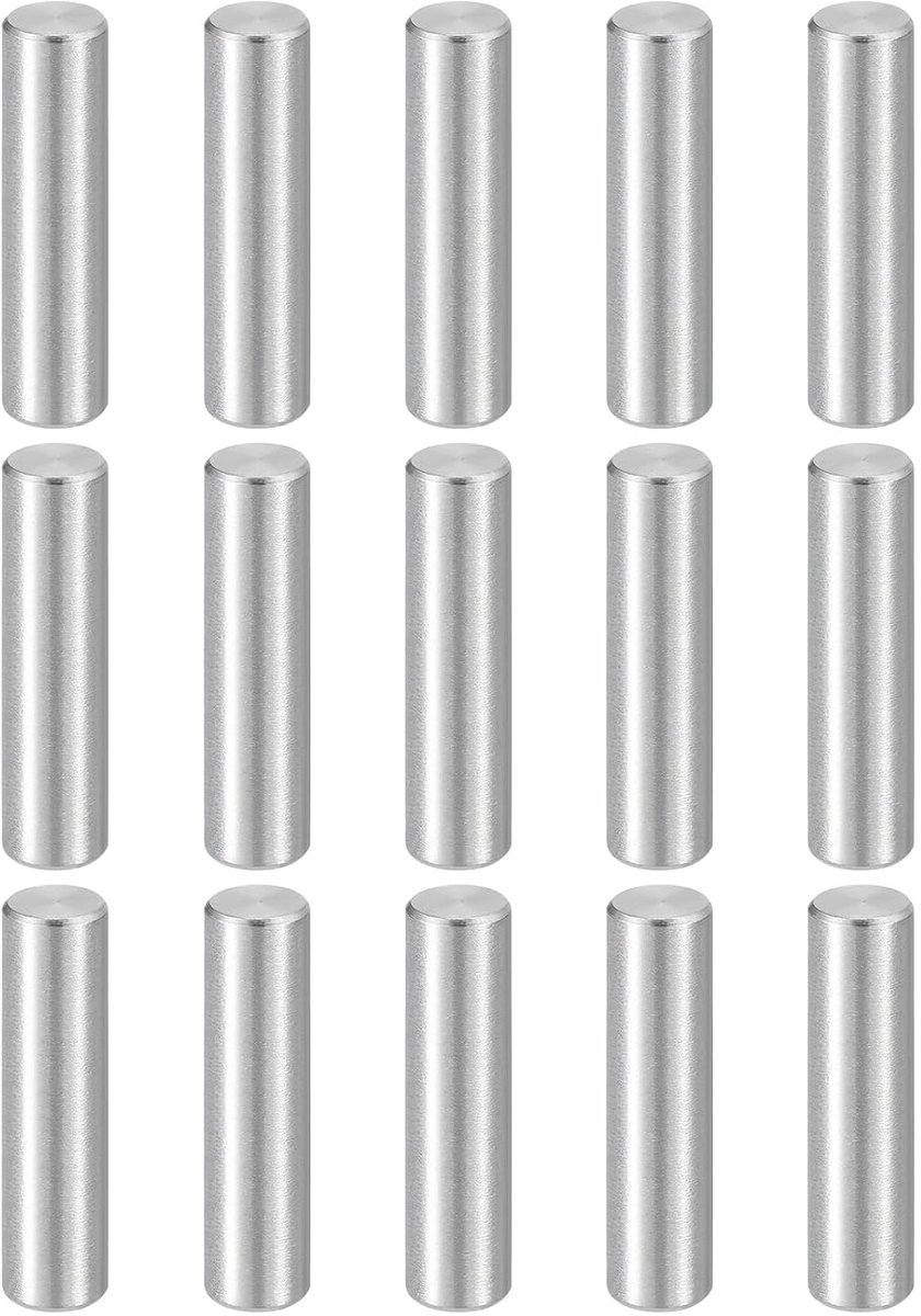 15 stuks pluggen M4 (4 mm) x 16 mm, 304 roestvrij staal, cilindrische plankhouder, stiftstaaf, bevestigingselementen voor metalen apparaten, houten meubels, doe-het-zelf installatie, zilver