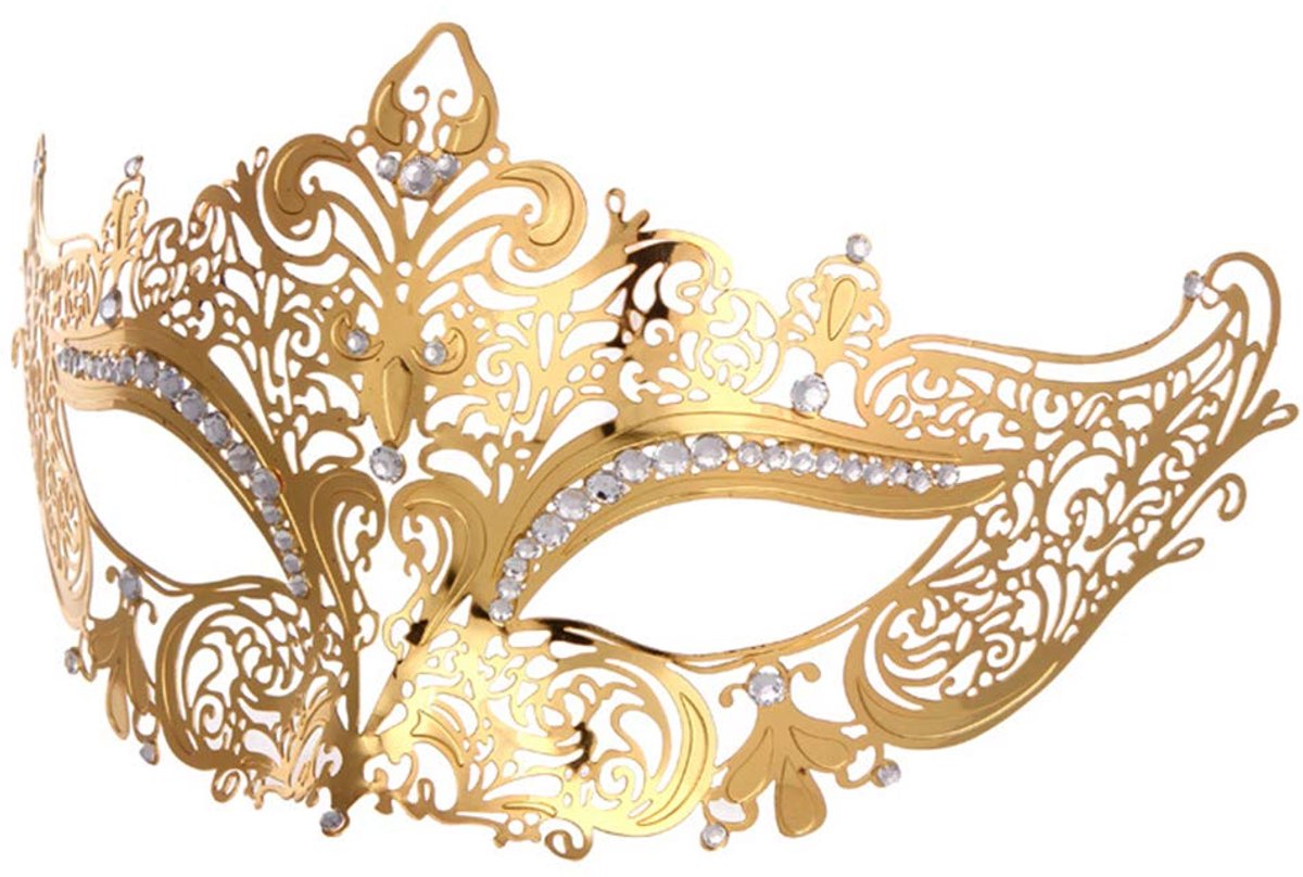 Masker Venetiaans Goud - Elegant Met Rhinestones - Lichtgewicht en Comfortabel - Perfect voor Bruiloften - SnelShoppen