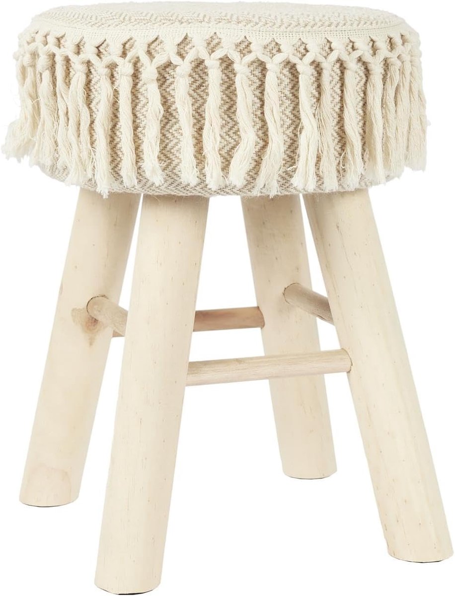 Houten Kruk 28 x 40 cm - Handgemaakt - Boho Stijl - Duurzaam en stijlvol - SnelShoppen