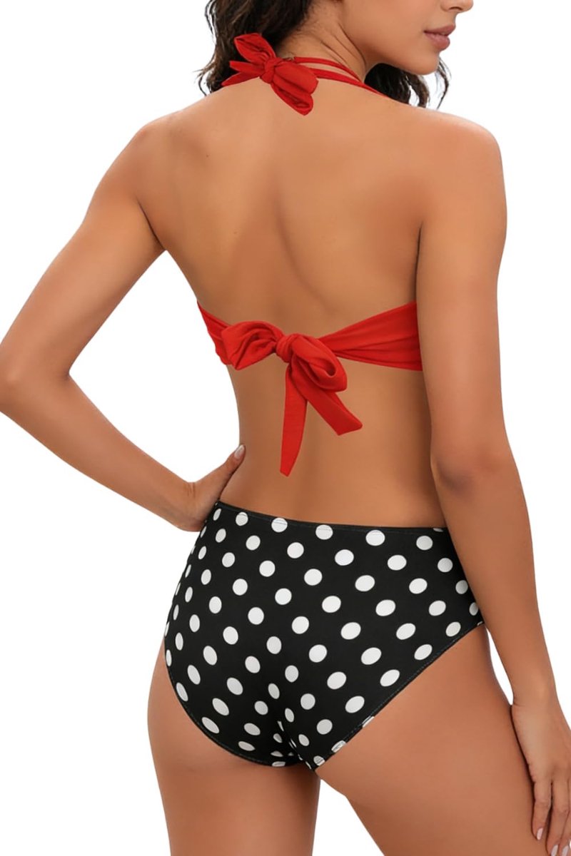 Badpak voor dames, hoge taille, badmode voor dames, tweedelig, gevoerd, push-up, beachwear, beha, bikini voor dames, zee