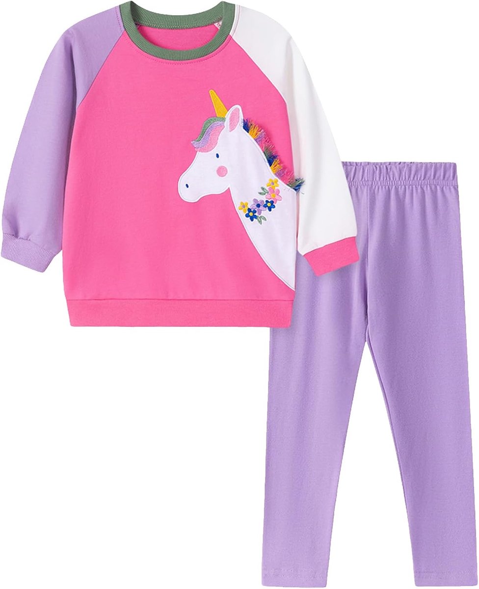 Meisjes kleding set 2-delig - lange tops maat 92-122 - katoen lange mouwen - comfortabel voor dagelijks gebruik - SnelShoppen
