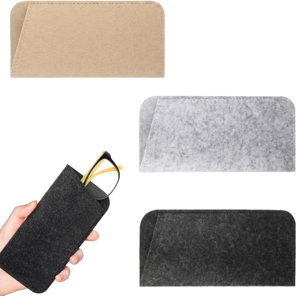 Bril etui 3 stuks - zachte brillenkoker - opbergzak - ideaal voor zonnebrillen en leesbrillen - SnelShoppen