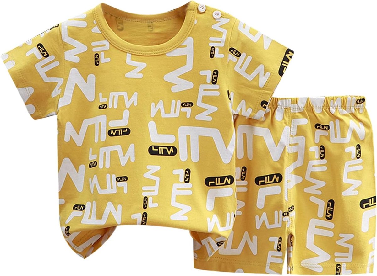 Korte mouwen set 98 - 100% katoen - zomerse jongens en meisjes - comfortabel en stijlvol - SnelShoppen